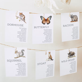 Woodland Animal Wdding Table Plan Cards, 4 of 10