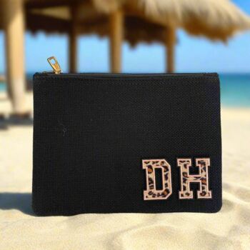 Personalised Black Canvas Pouch Bag, 2 of 3