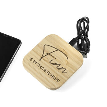Personalised In Charge Bamboo Wireless Charger, 5 of 5