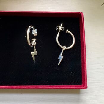 Lightening Bolt On Small Open Hoop Earrings, 3 of 3