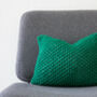 Hand Knit Textured Cushion In Emerald, thumbnail 1 of 5