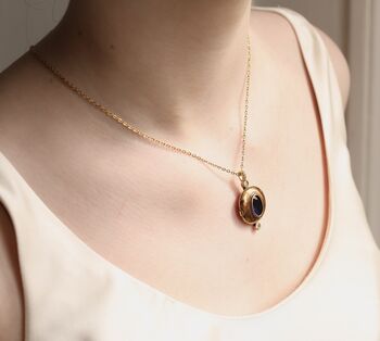 Navy Sapphire Deco Jewel Locket Necklace, 2 of 9