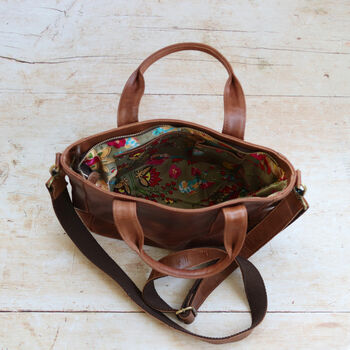 Leather Crossbody Handbag, Distressed Brown, 5 of 6