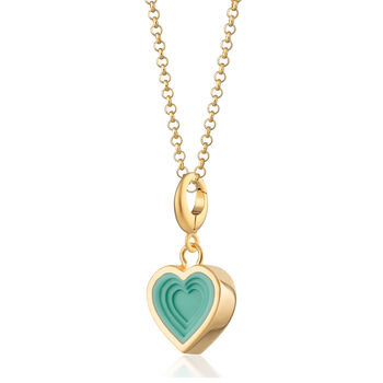 18ct Gold Geometric Turquoise Heart Charm Necklace, 2 of 6