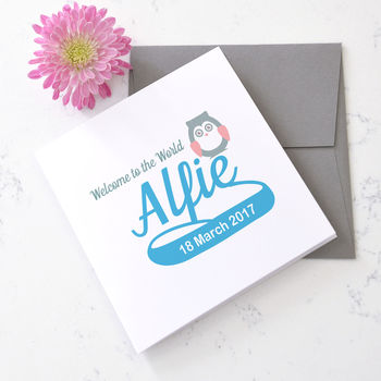 Personalised New Baby Card In Pink Or Blue, 2 of 3