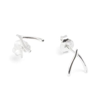 Kimberley Sterling Silver Wishbone Stud Earrings, 2 of 2