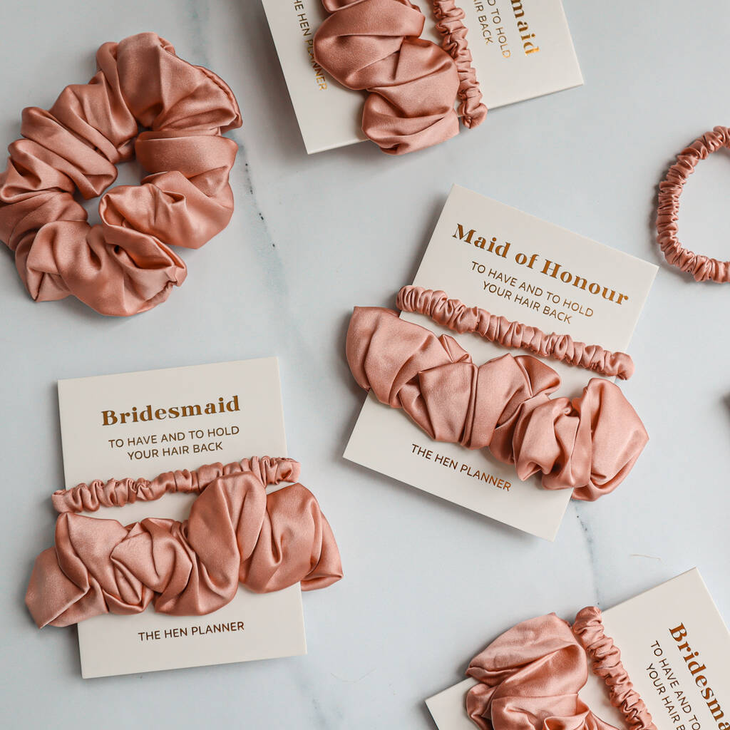 Maid Of Honour Proposal Silk Scrunchies Two Pack By The Hen Planner