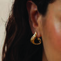 Wave Gold Hoop Earrings In 18 K Gold Plated Vermeil, thumbnail 5 of 7