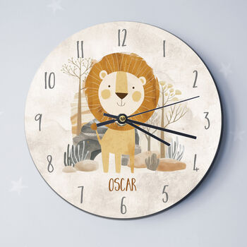 Lion Nursery New Born Gift Personalised Clock, 4 of 6