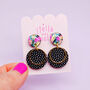 Abstract, Black And White Polka Dot Earrings, thumbnail 5 of 9