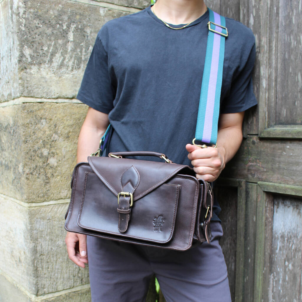'Emerson' Traditional Leather Camera Bag In Chestnut, 1 of 8