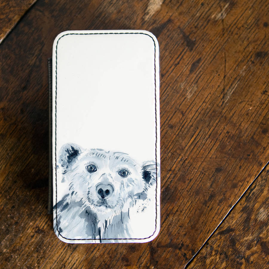 inky polar bear flip phone case by kate moby | notonthehighstreet.com