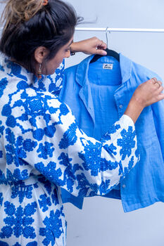 Liya Blue Boxy Soft Cotton Pyjamas, 10 of 11