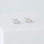 Sterling Silver White Crystal Halo Stud Earrings, thumbnail 2 of 5