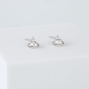 Sterling Silver White Crystal Halo Stud Earrings, 2 of 5