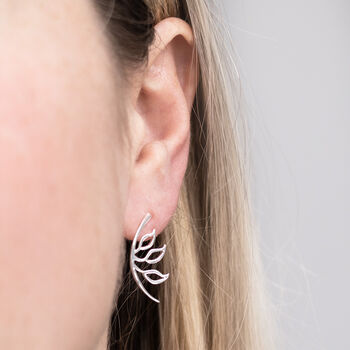 Sterling Silver Leaf Silhouette Studs, 3 of 4
