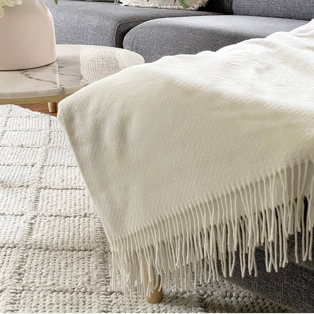 Chevron Superfine Merino Wool Blend Throw Ivory By Lime Lace ...