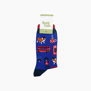 London Landmarks Bamboo Socks In Royal Blue, 4 of 4