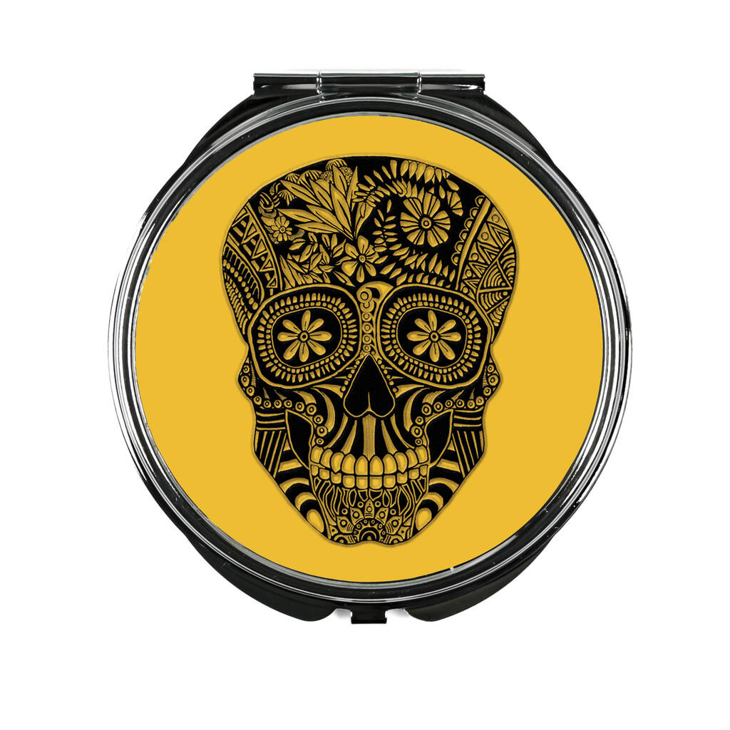 Day Of The Dead Compact Mirror Yellow Black, 1 of 10