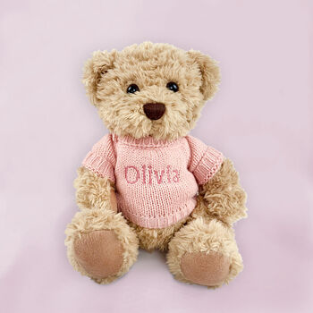 Personalised Bertie Bear With Baby Pyjamas, Pink, 2 of 4