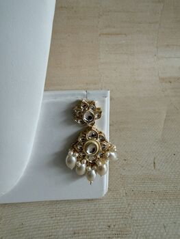 White Gold Kundan Meenakari Pearl Set, 11 of 12