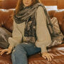 All Over Butterfly Ombre Pashmina Scarf Black Mix, thumbnail 9 of 9