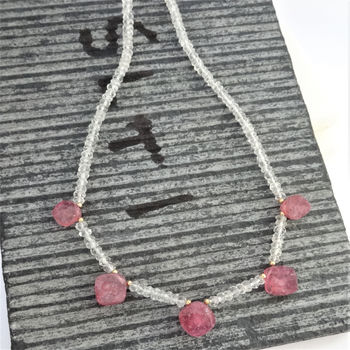Rough Pink Sapphire Necklace With Topaz, 2 of 4