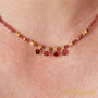 Garnet Short Gold Beaded Charm Necklace, thumbnail 1 of 10