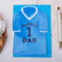 Football Number One Dad Father's Day Card With Blue Or Red T Shirt Design, thumbnail 4 of 8