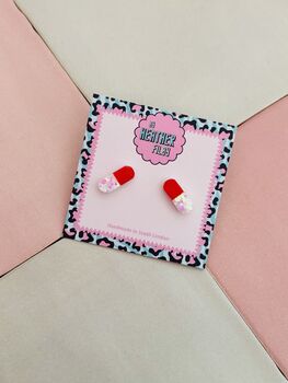 Pill Glitter Resin Studs / Nurse Gift / Medical Jewellery / Healthcare Worker Accessories, 2 of 5