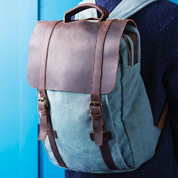 Canvas And Leather Backpack, 10 of 12