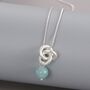 Triple Link Hoop Necklace With Hanging Aqua Drop Stone, thumbnail 1 of 2