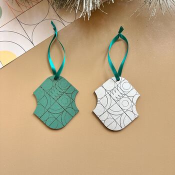 Green And Silver Christmas Decoration Ornament Set Tree Ornament, 2 of 7