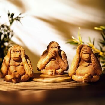 Three Monkey Garden Ornaments See Hear Speak No Evil, 10 of 12
