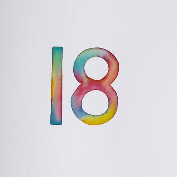 Handmade 18th Birthday Rainbow Watercolour Card, 5 of 6