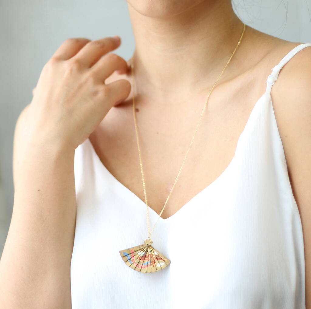 Coloured Fan Necklace By Silk Purse, Sow's Ear