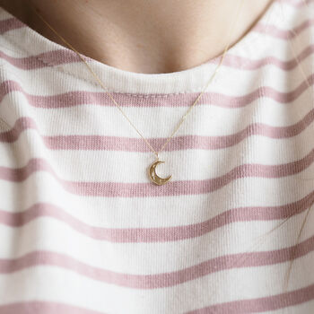 Solid Gold Crescent Moon Necklace, 10 of 11