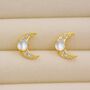 Crescent Moon And Mermaid Crystals Stud Earrings, thumbnail 6 of 12