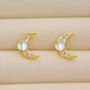 Crescent Moon And Mermaid Crystals Stud Earrings, thumbnail 5 of 12