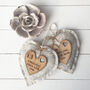 Lace Anniversary Heart With Oak Wood Heart Message, thumbnail 1 of 4