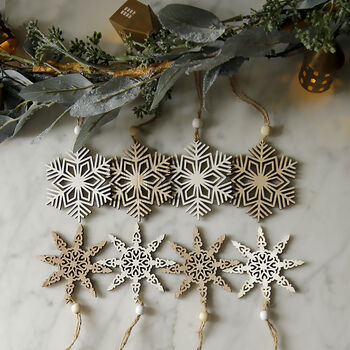 Wooden Snowflake Decoration Mixed Set, 2 of 3