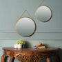 Hanging Wall Mirror Golden Finish Round, thumbnail 5 of 7