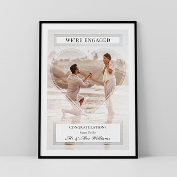 We’re Engaged Couples Photo Print Personalised Engagement Gift, 3 of 5