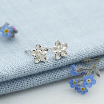 Sterling Silver Forget Me Not Stud Earrings, 3 of 6