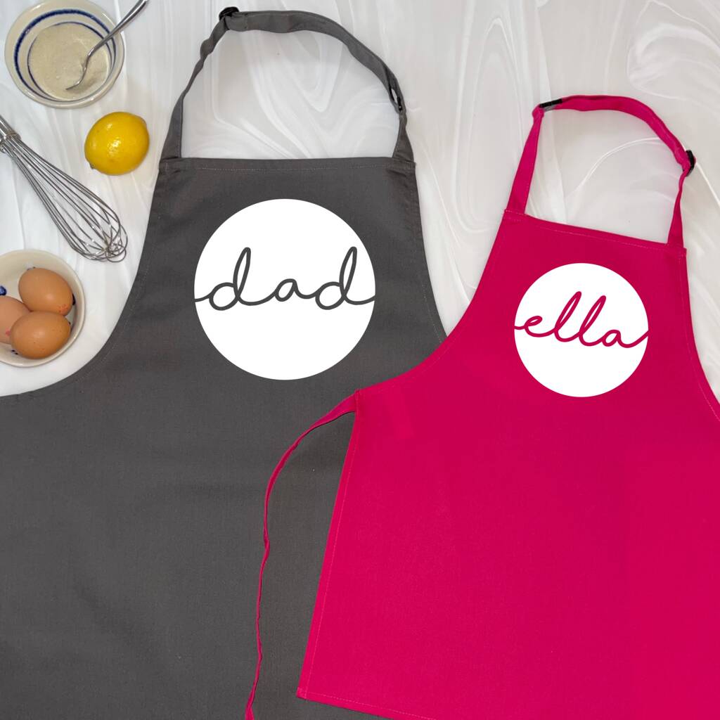 Personalised Father And Child Circle Design Apron Set, 1 of 9