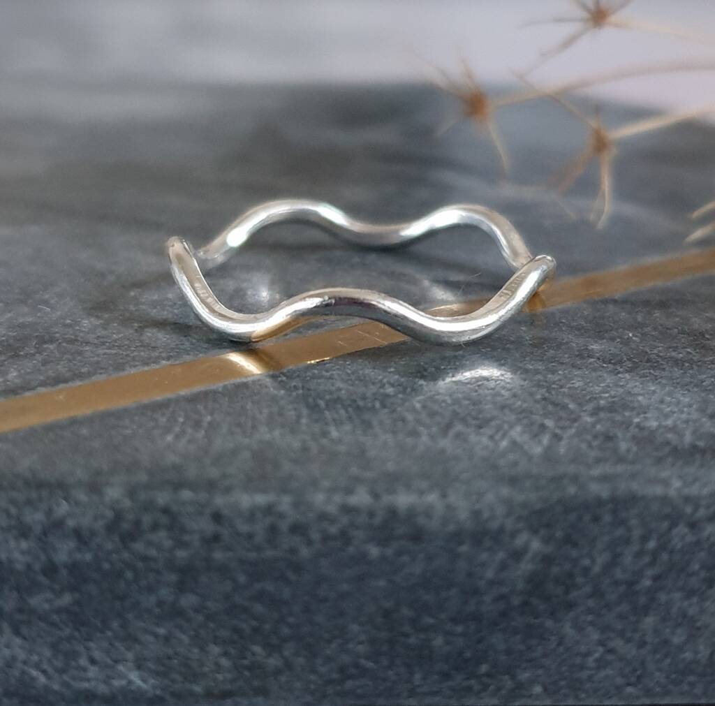 Wave Silver Stacking Ring, 1 of 3