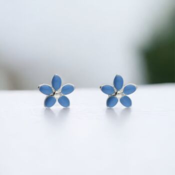 Mini Sterling Silver Forget Me Not Flower Stud Earrings, 4 of 7