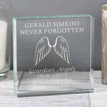 Personalised Guardian Angel Wings Glass Block, 6 of 9
