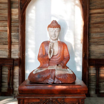 Large Wooden Buddha Statue Ornament For Home Meditation, 3 of 11