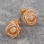 Cage Pearl Rose Gold Plated Silver Stud Earrings, thumbnail 1 of 7